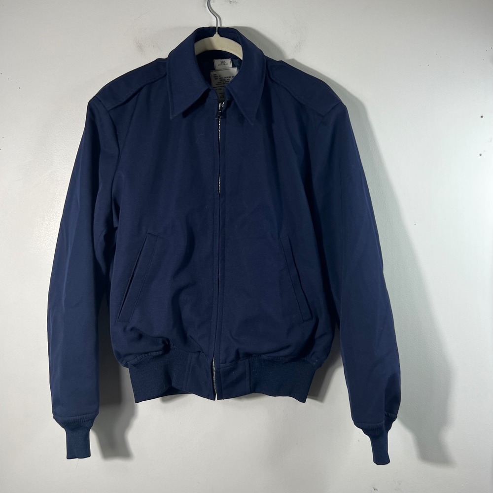 Men's Navy Bomber Jacket - Classic Zip Front